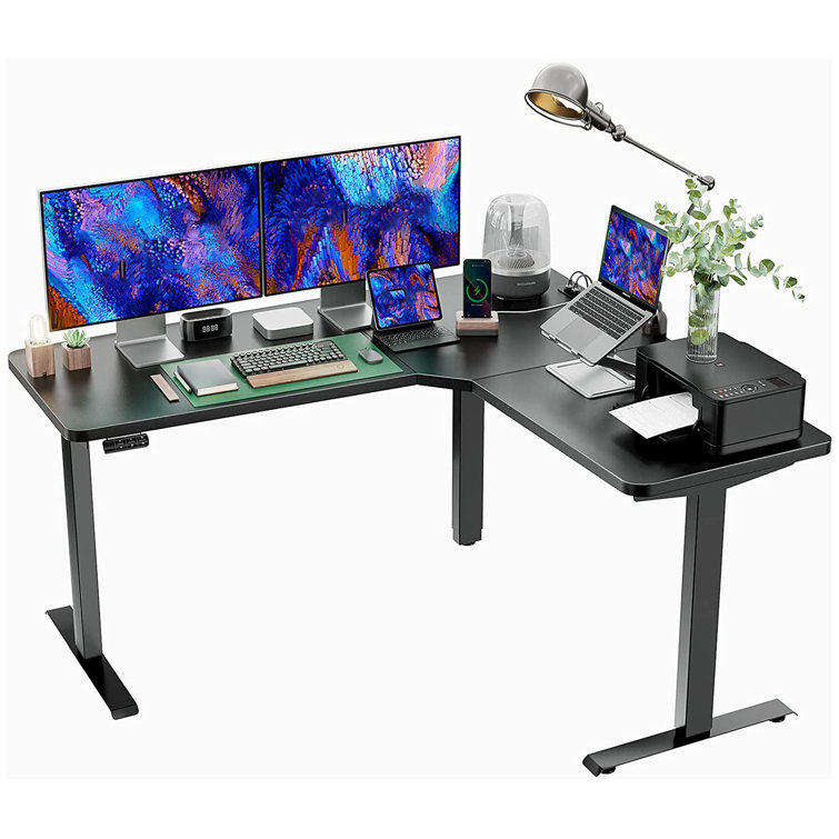 Inbox Zero Kodee 63" L Shaped Height Adjustable Electric Standing Desk